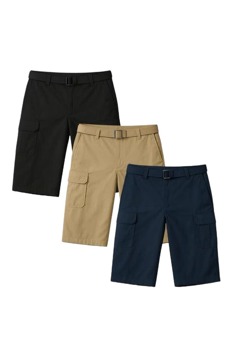 BenBen Mens 3 Pack Cargo Belted Shorts, Main, color, 