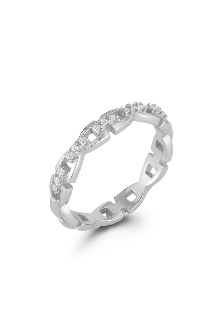 Cubic Zirconia Link Ring, Main, color, SILVER