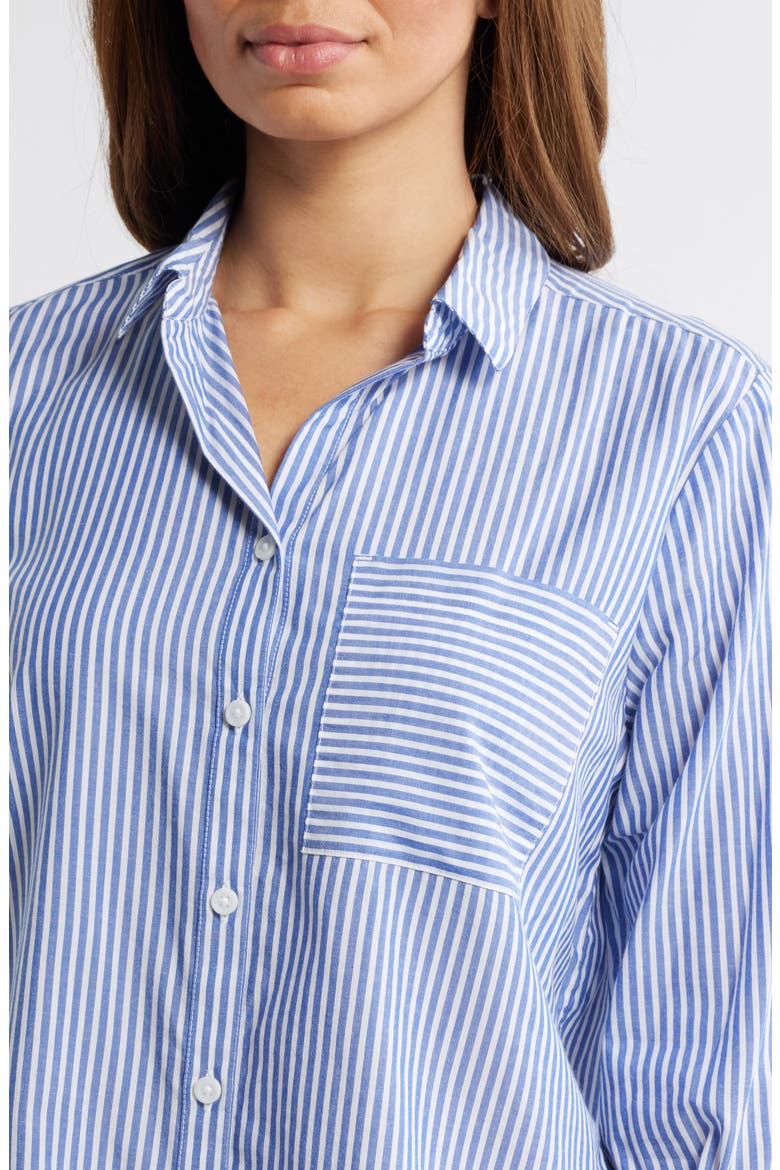 Candy Stripe Cotton Blend Button-Up Shirt, Alternate, color, DELL BLUE