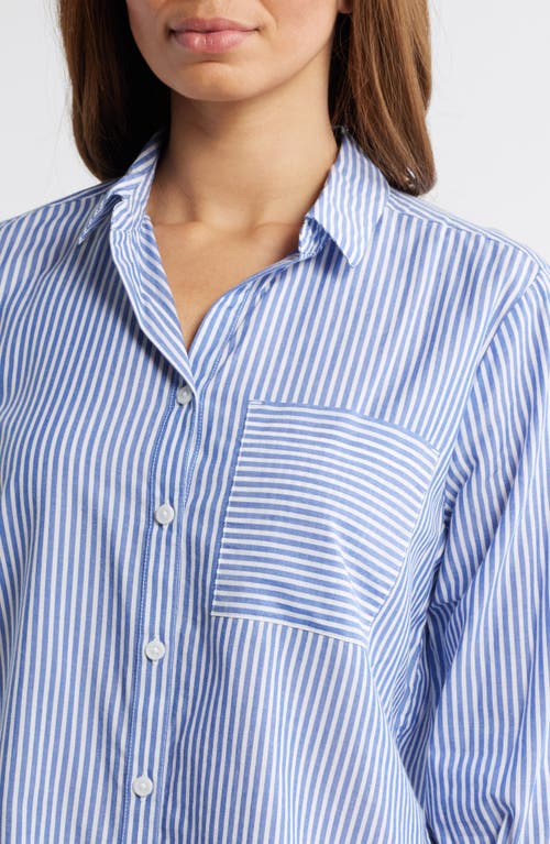 BEACHLUNCHLOUNGE BEACHLUNCHLOUNGE CANDY STRIPE COTTON BLEND BUTTON-UP SHIRT 