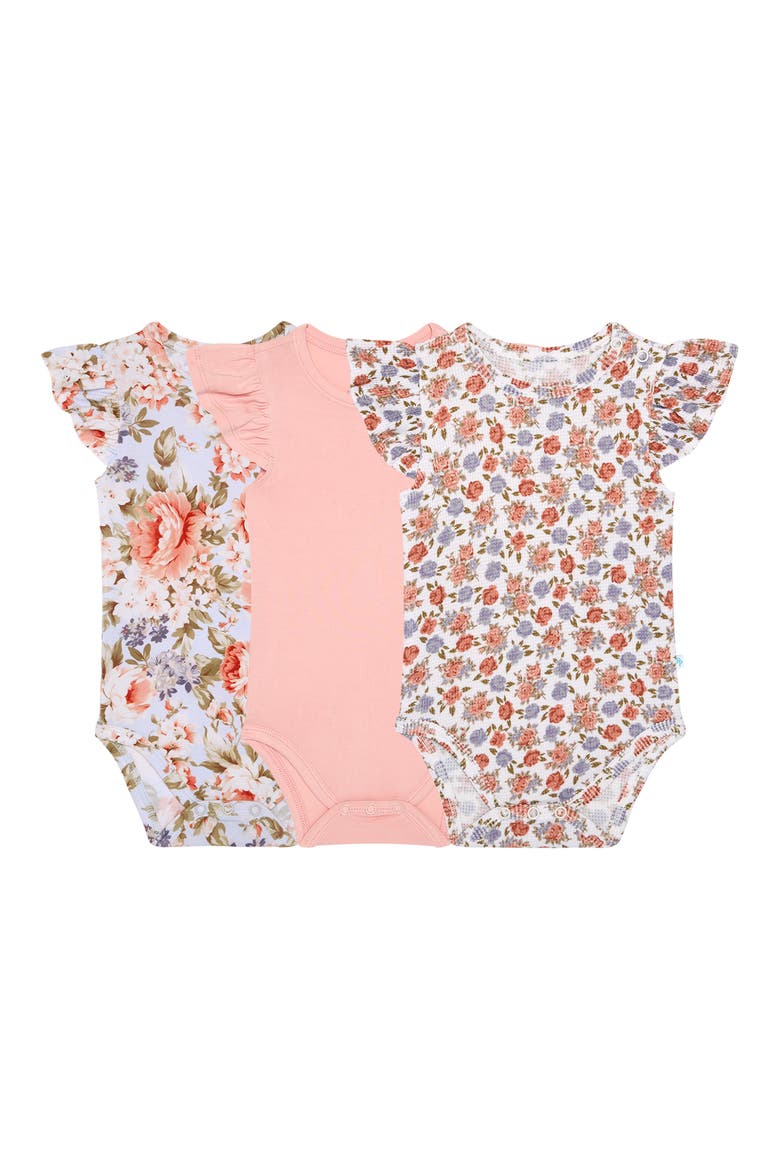 Joanne Assorted 3-Pack Ruffle Bodysuits, Main, color, BEIGE