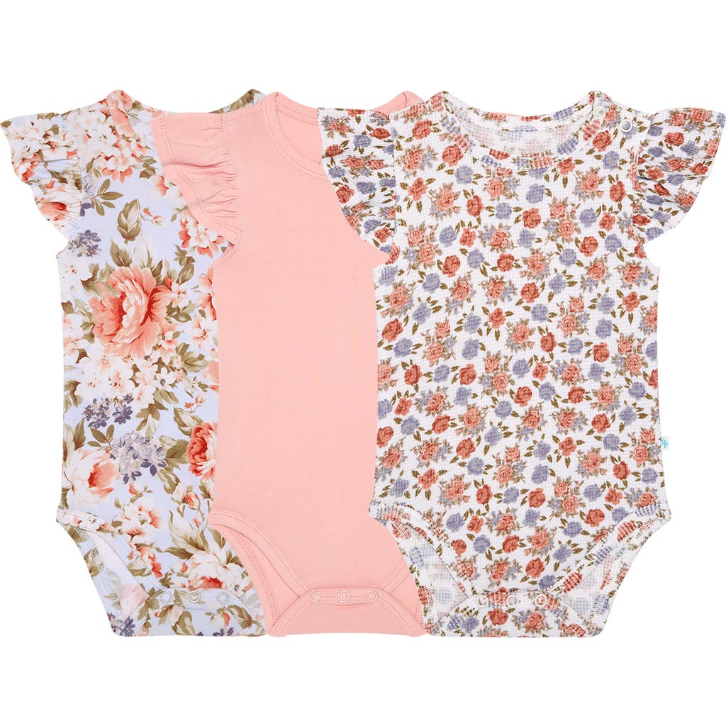 Posh Peanut Joanne Assorted 3-pack Ruffle Bodysuits In Pink