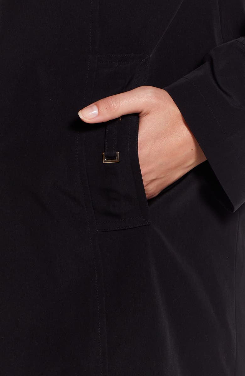 Gallery Water Resistant Hooded Rain Coat, Alternate, color, Black