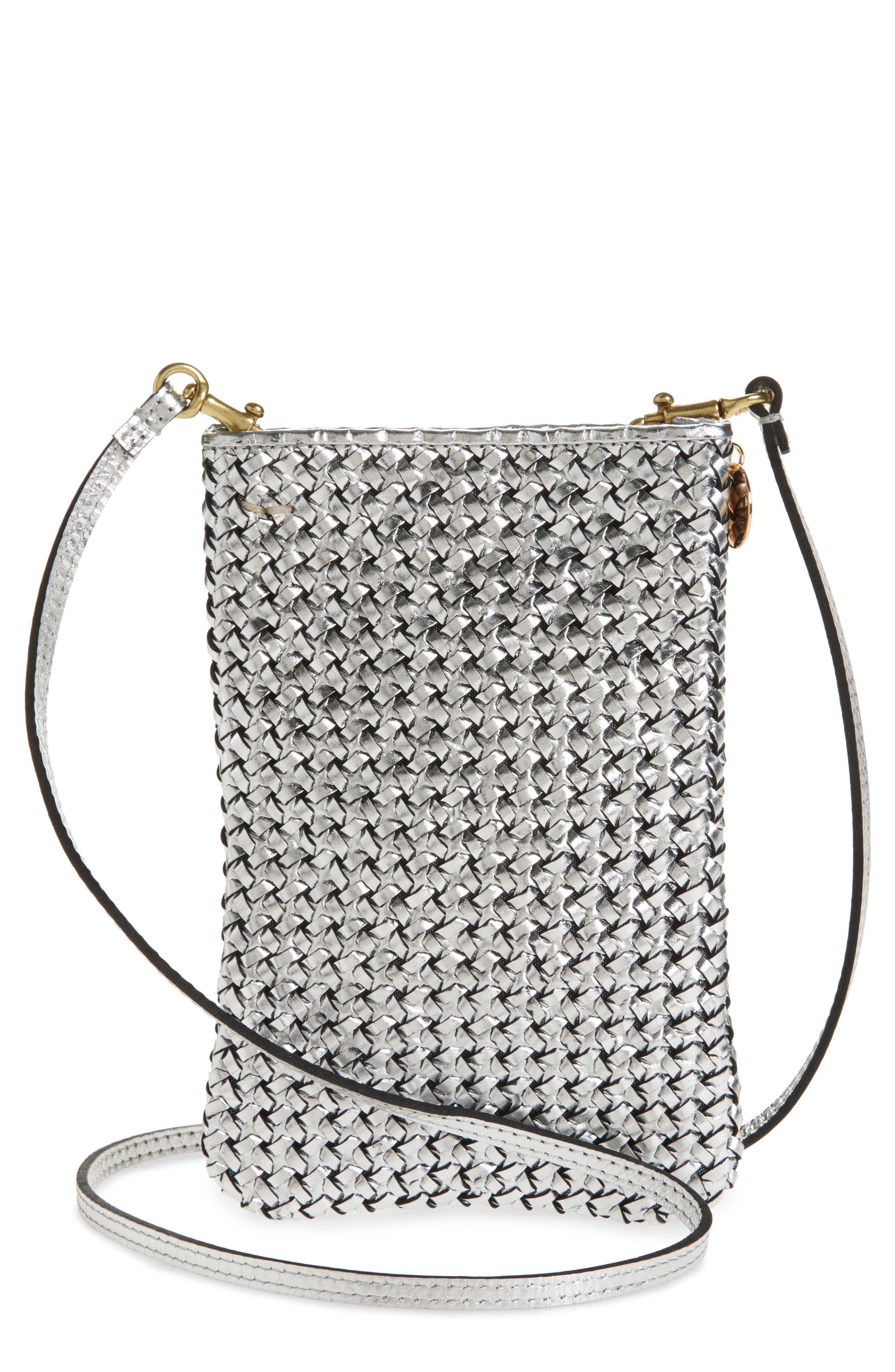 Clare V. Poche Woven Leather Crossbody Bag, Main, color, 