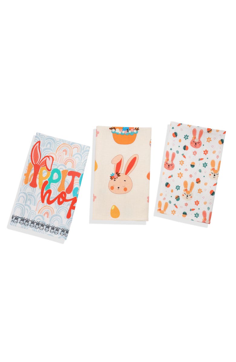 Tiramisu Hip Hop Easter Set of 3 Cotton Kitchen Towels, Main, color, Green