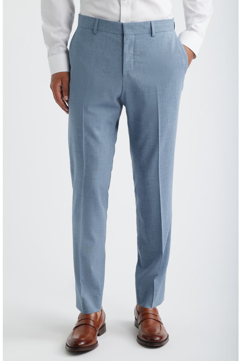Genius Slim Fit Flat Front Virgin Wool Blend Dress Pants, Main, color, OPEN BLUE