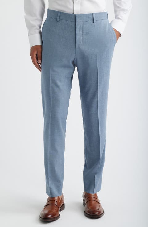 Genius Slim Fit Flat Front Virgin Wool Blend Dress Pants