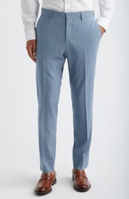 BOSS Genius Slim Fit Flat Front Virgin Wool Blend Dress Pants