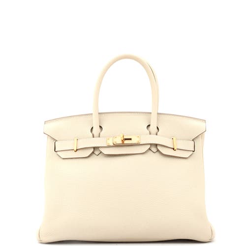 Pre-owned Hermes  Hermes Birkin Handbag Light Togo With Rose Gold Hardware 30 In White