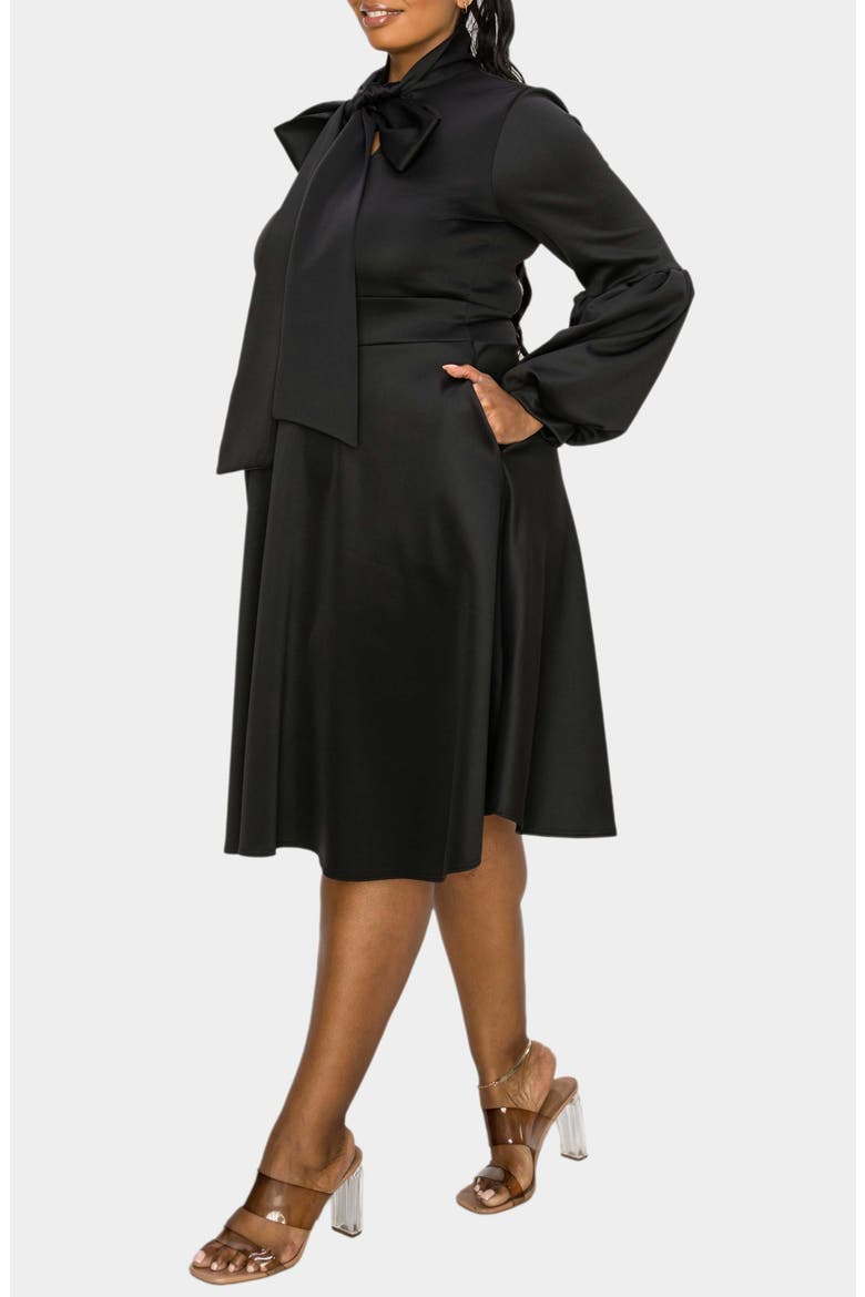 Bekah Long Sleeve Fit & Flare Dress, Alternate, color, BLACK