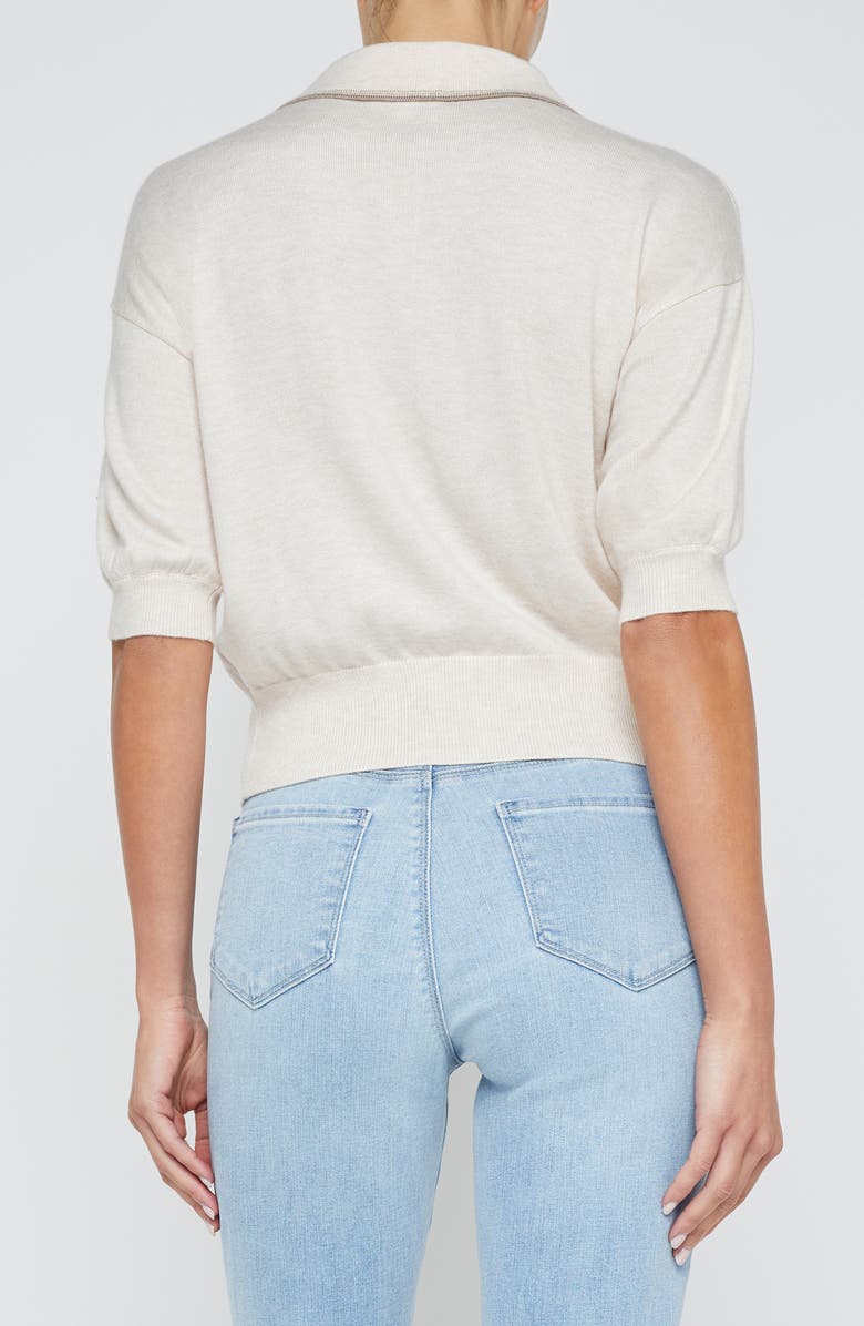 L'AGENCE Masaki Polo Sweater, Alternate, color, Parchment/ Cappuccino Gold
