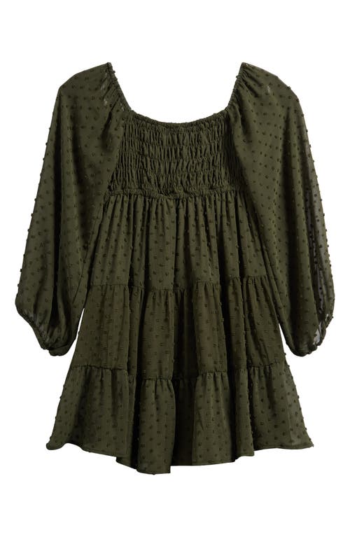 Shop Ava & Yelly Kids' Swiss Dot Long Sleeve Dress In Olive