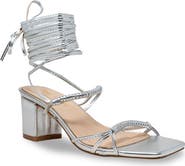 CHASE AND CHLOE Block Heel Ankle Tie Sandal