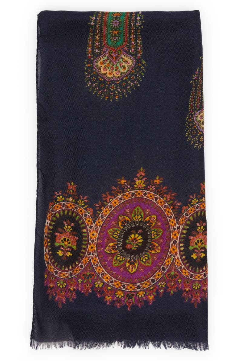 Etro Paisley Wool, Cashmere & Silk Scarf, Main, color,