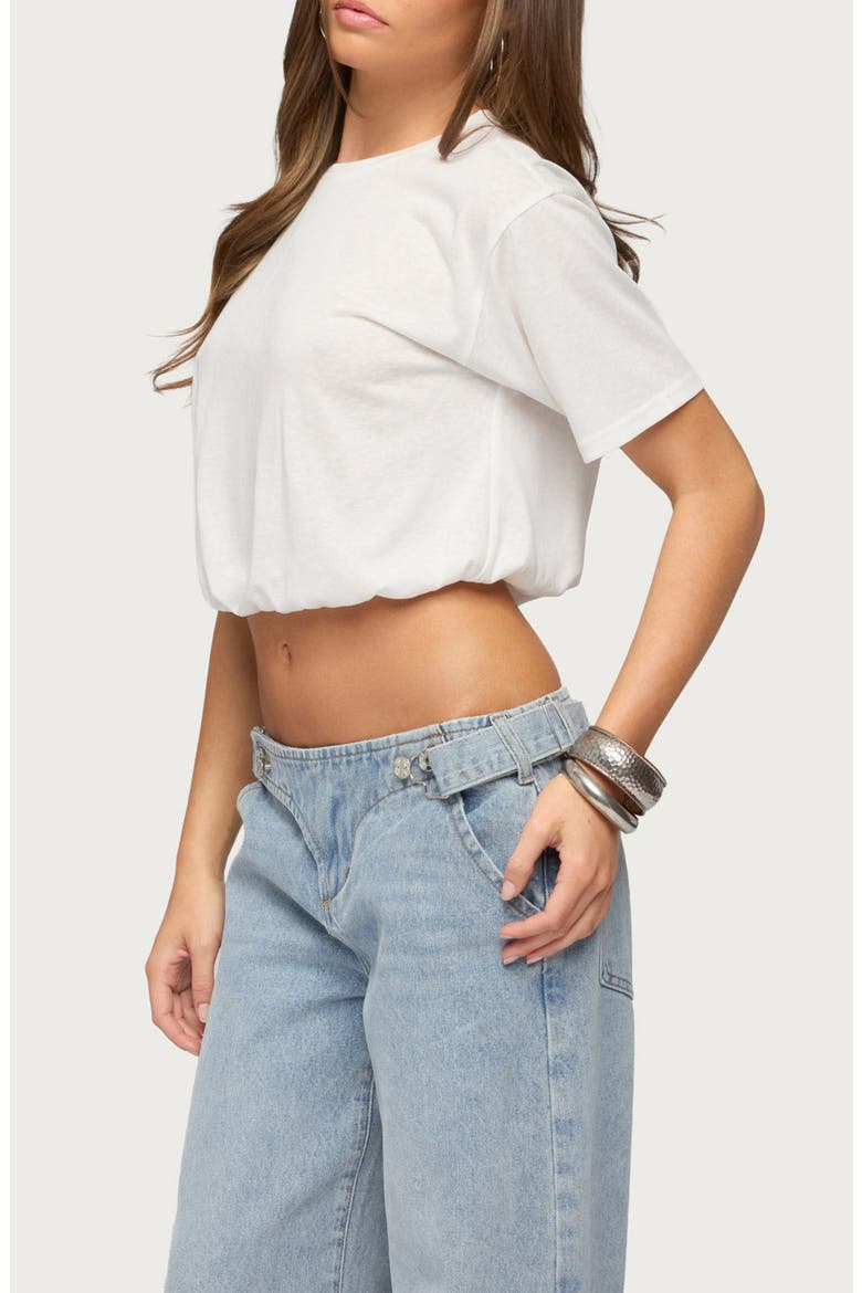 Raina Bubble Crop T-Shirt, Alternate, color, WHITE