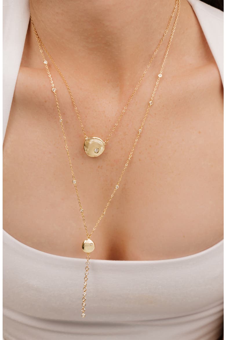 Crystal Dot Pebble Pendant Necklace, Alternate, color, GOLD