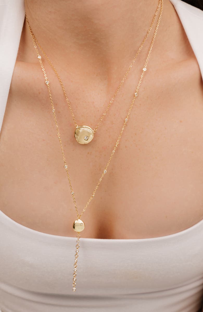 Ettika Crystal Dot Pebble Pendant Necklace, Alternate, color, Gold