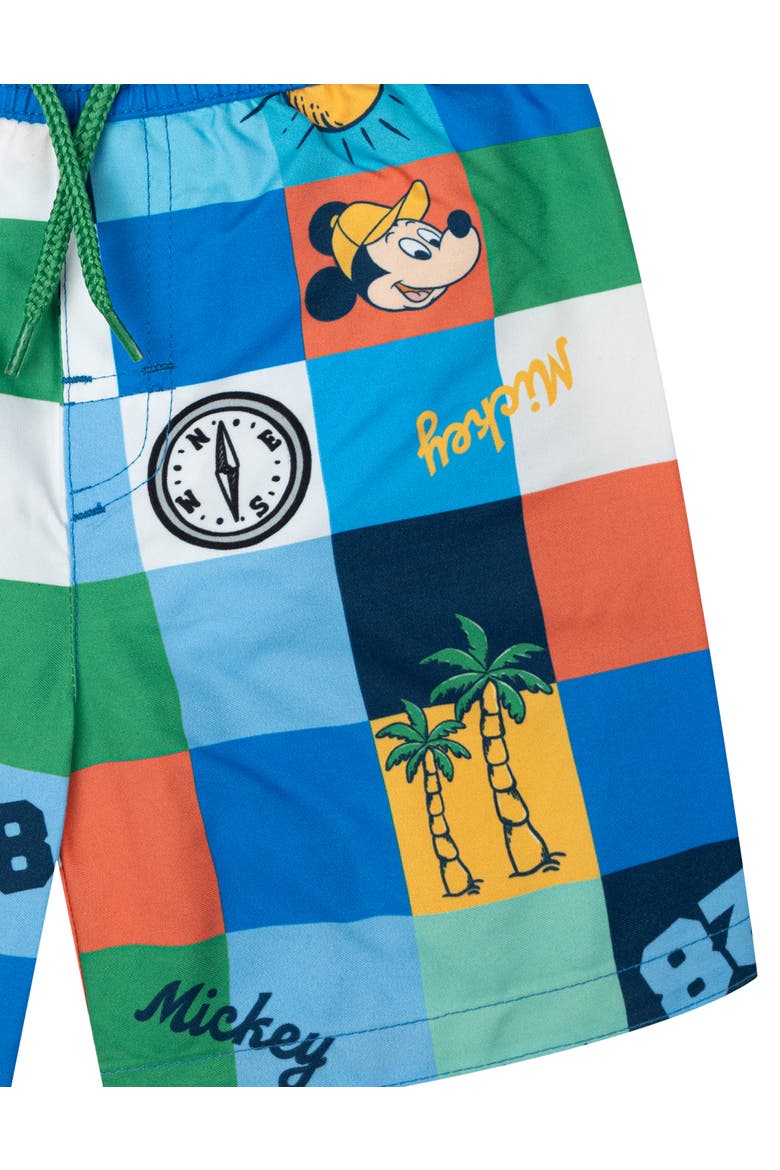 Mickey Mouse Swimwear 2-Piece Rash Guard and Swim Trunks Set, Alternate, color, Mickey Beach Green