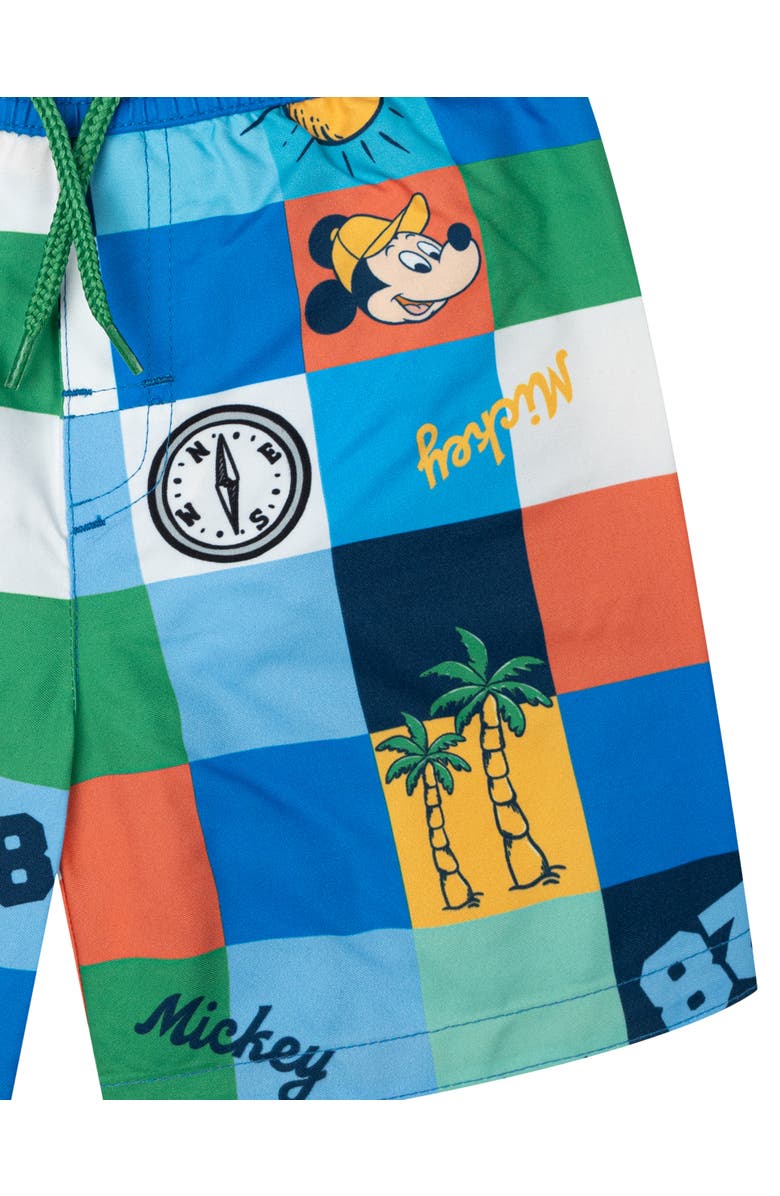 Disney Mickey Mouse Swimwear 2-Piece Rash Guard and Swim Trunks Set, Alternate, color, Mickey Beach Green