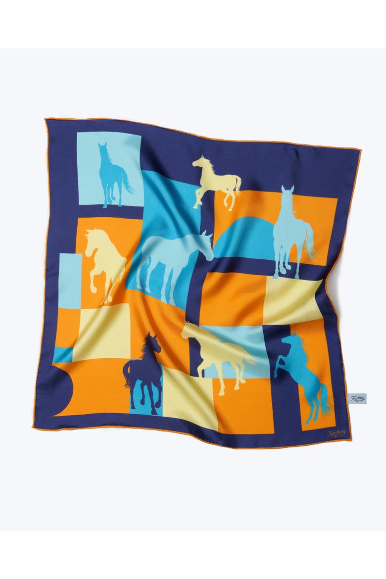 Cavalier Silk Bandana, Alternate, color, Navy & Orange