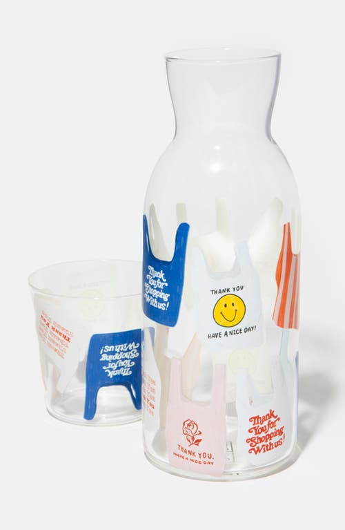 Doiy Thank You Bag Painted Glass Jar & Cup Set In Multi