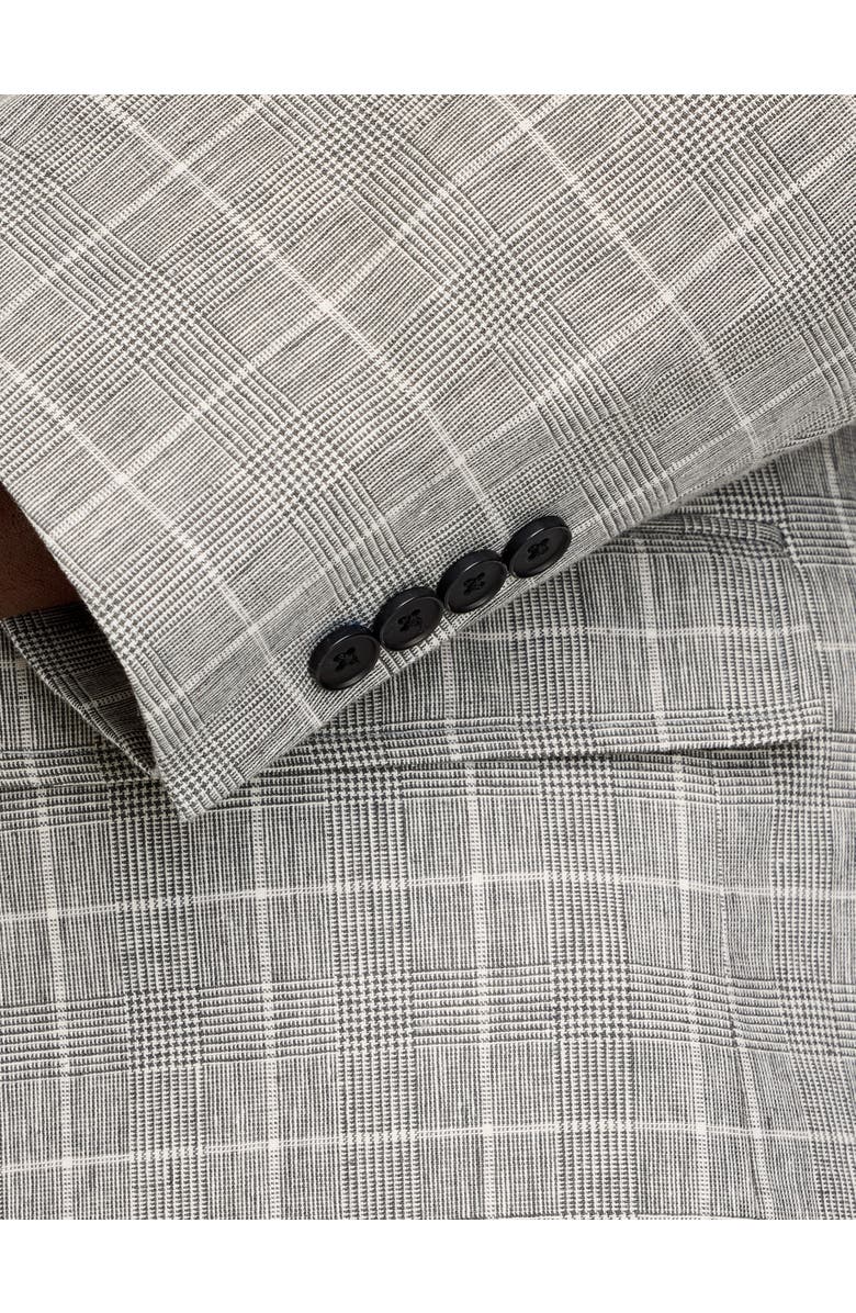 Oak Hill by DXL Big & Tall Plaid Linen-Blend Suit Jacket, Alternate, color, Charcoal