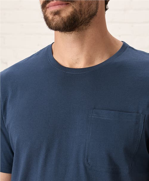 Pact Organic Cotton Softspun Pocket Crew Tee In French Navy