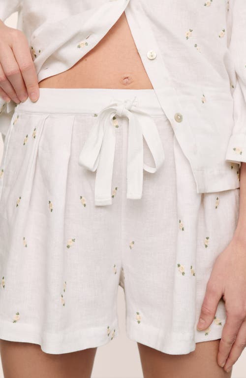 Eberjey Relaxed Tie Waist Linen Blend Shorts In White