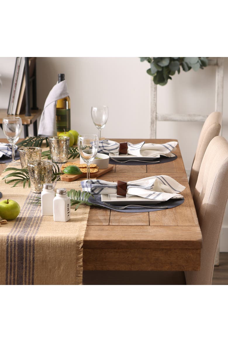 PVC Double frame Round Placemat Set/6, Alternate, color, Stonewash Blue