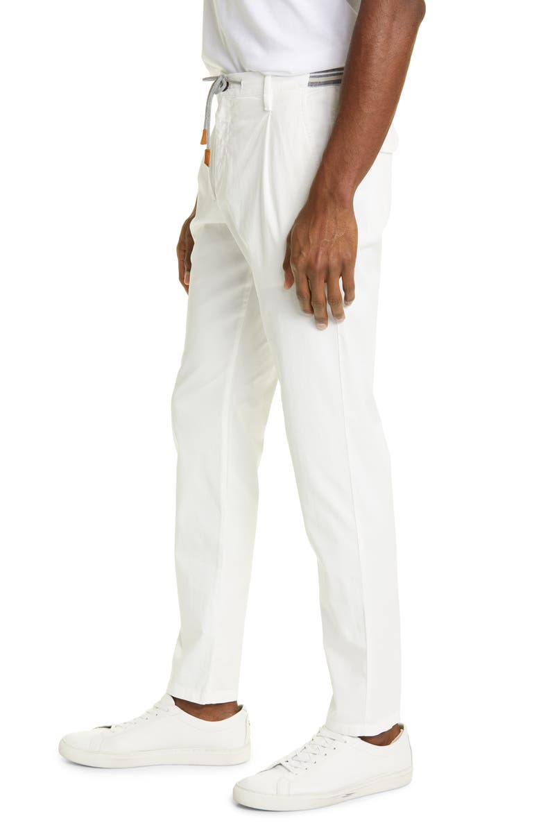 Eleventy Drawstring Waist Pleated Straight Leg Stretch Cotton Pants, Alternate, color,