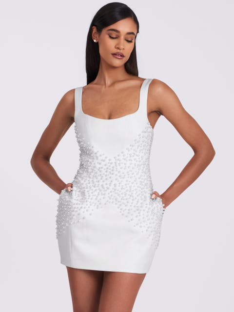 Rockpool Beaded Mini Dress - Natural