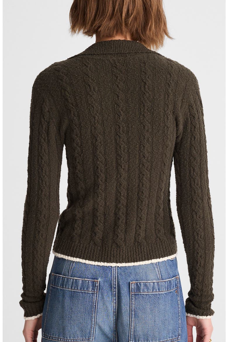 Cable Knit Zip Cardigan, Alternate, color, MIDNIGHT OLIVE TIPPI