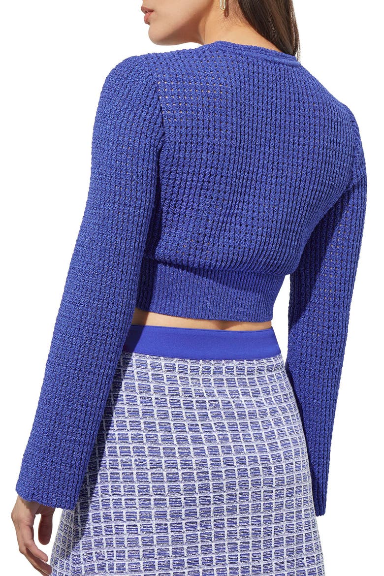 Twist Front Open Knit Crop Top, Alternate, color, SAPPHIRE SEA