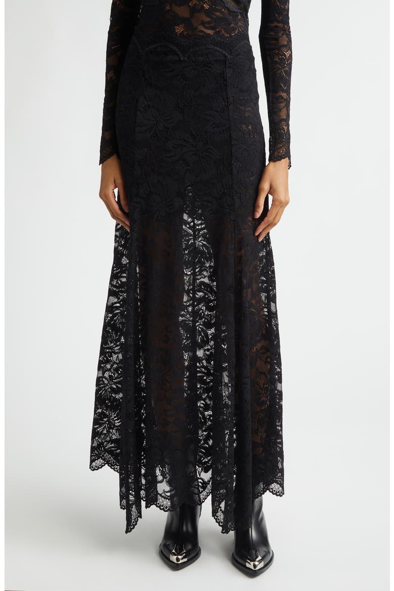 Scalloped Lace Maxi Skirt, Main, color, BLACK