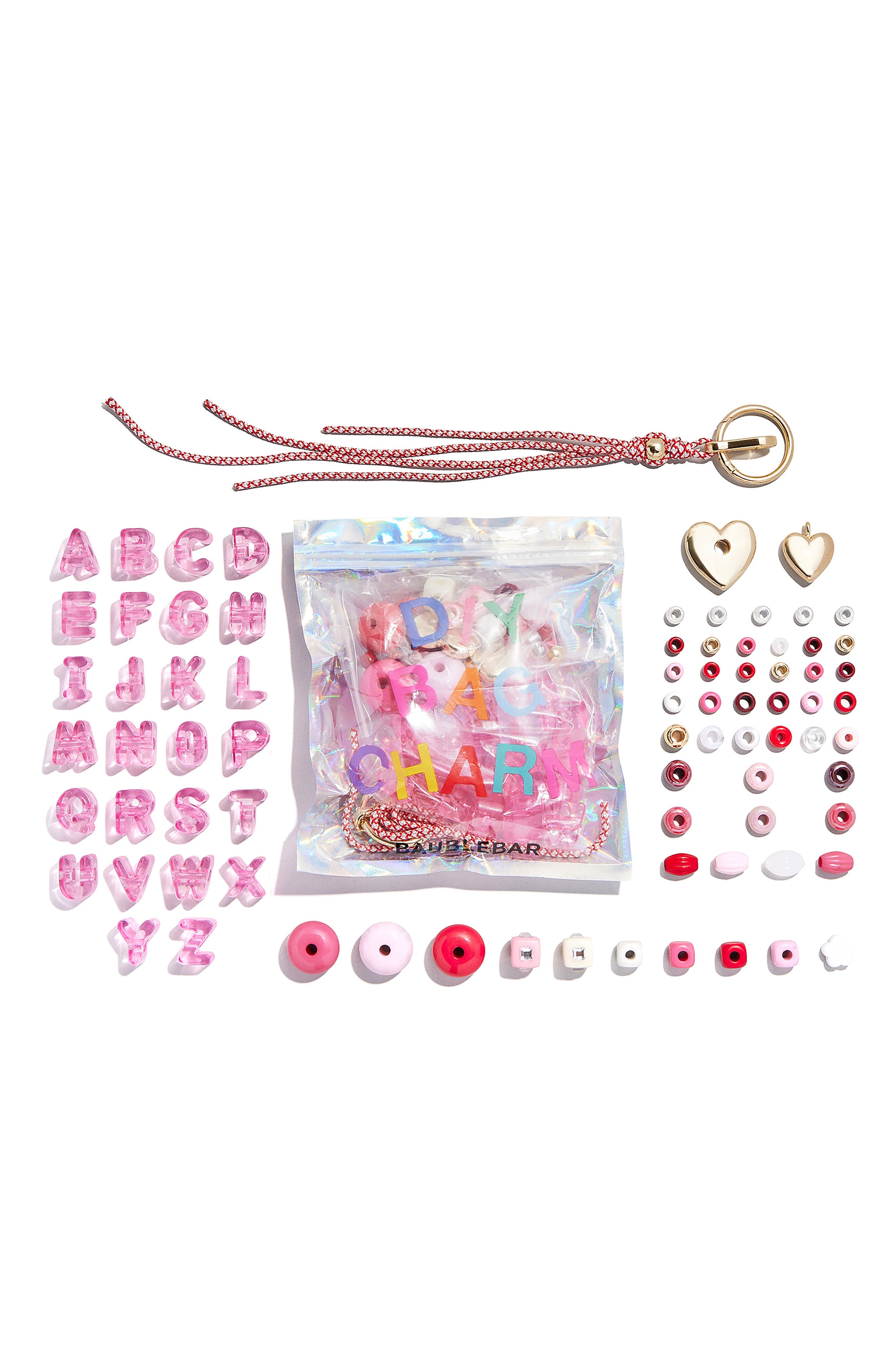 BaubleBar The Mini DIY Bag Charm Bead Kit, Main, color, Pink