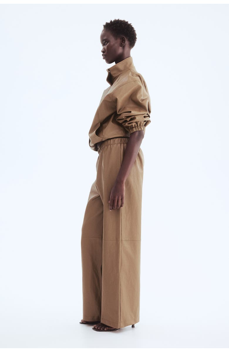 H&M Coated Trousers, Alternate, color, Dark Beige