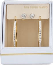NORDSTROM RACK Set of 2 Cubic Zirconia Ball Stud & Hoop Earrings