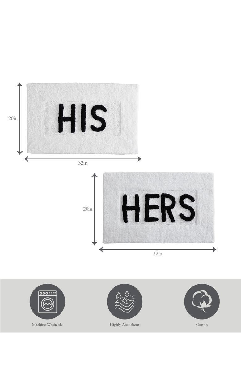 Jean Pierre New York His & Hers 2-Piece Bath Mat Set, Alternate, color, White