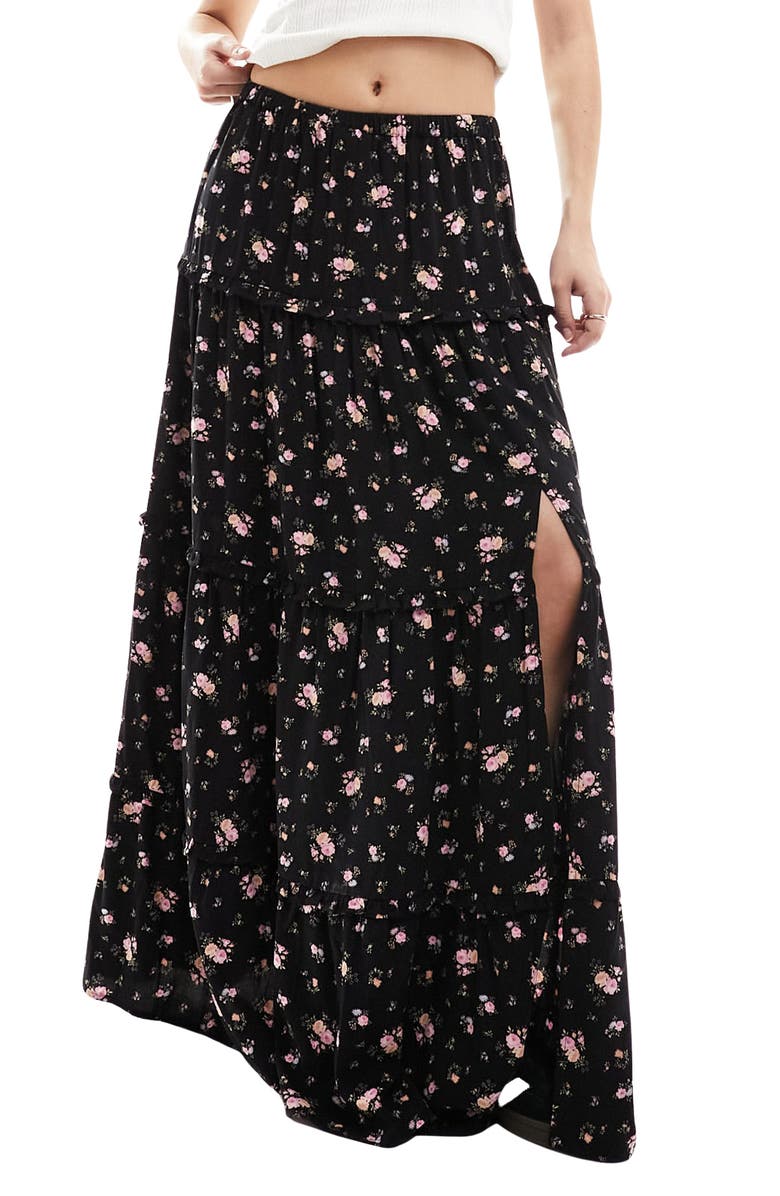 Miss Selfridge Floral Tiered Maxi Skirt, Main, color, 