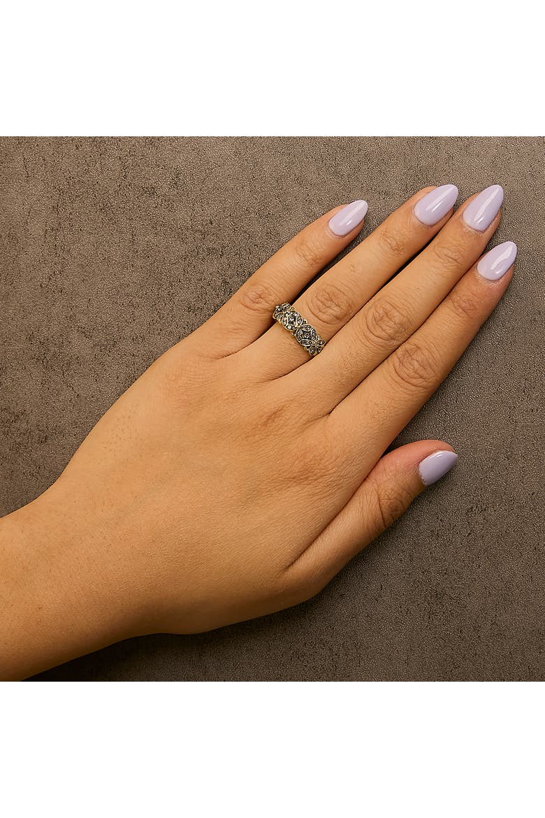 10K Yellow Gold Plated Silver 3/8 Cttw Champagne Diamond Lattice Work Band Ring, Alternate, color, Yellow Gold over Silver