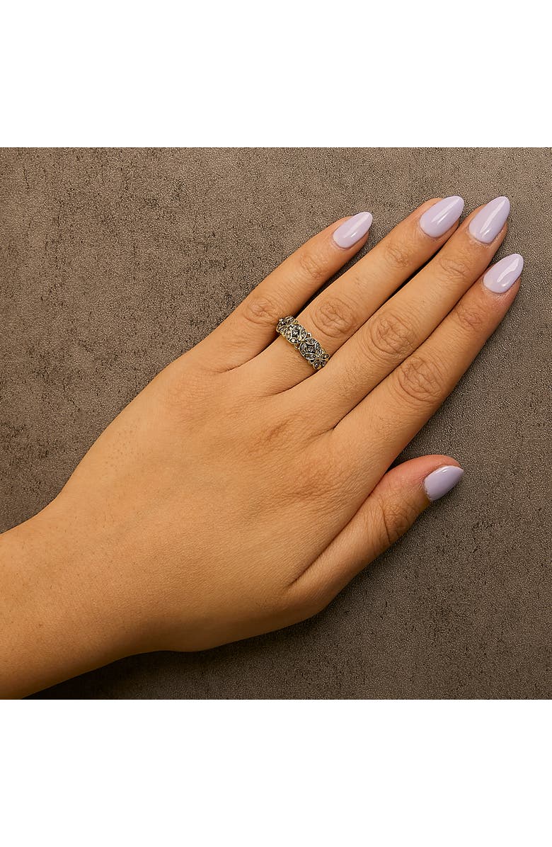 Haus of Brilliance 10K Yellow Gold Plated Silver 3/8 Cttw Champagne Diamond Lattice Work Band Ring, Alternate, color, Yellow Gold Over Silver