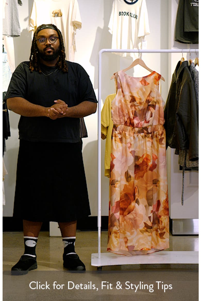 Blurred Floral Smocked Waist Maxi Dress video