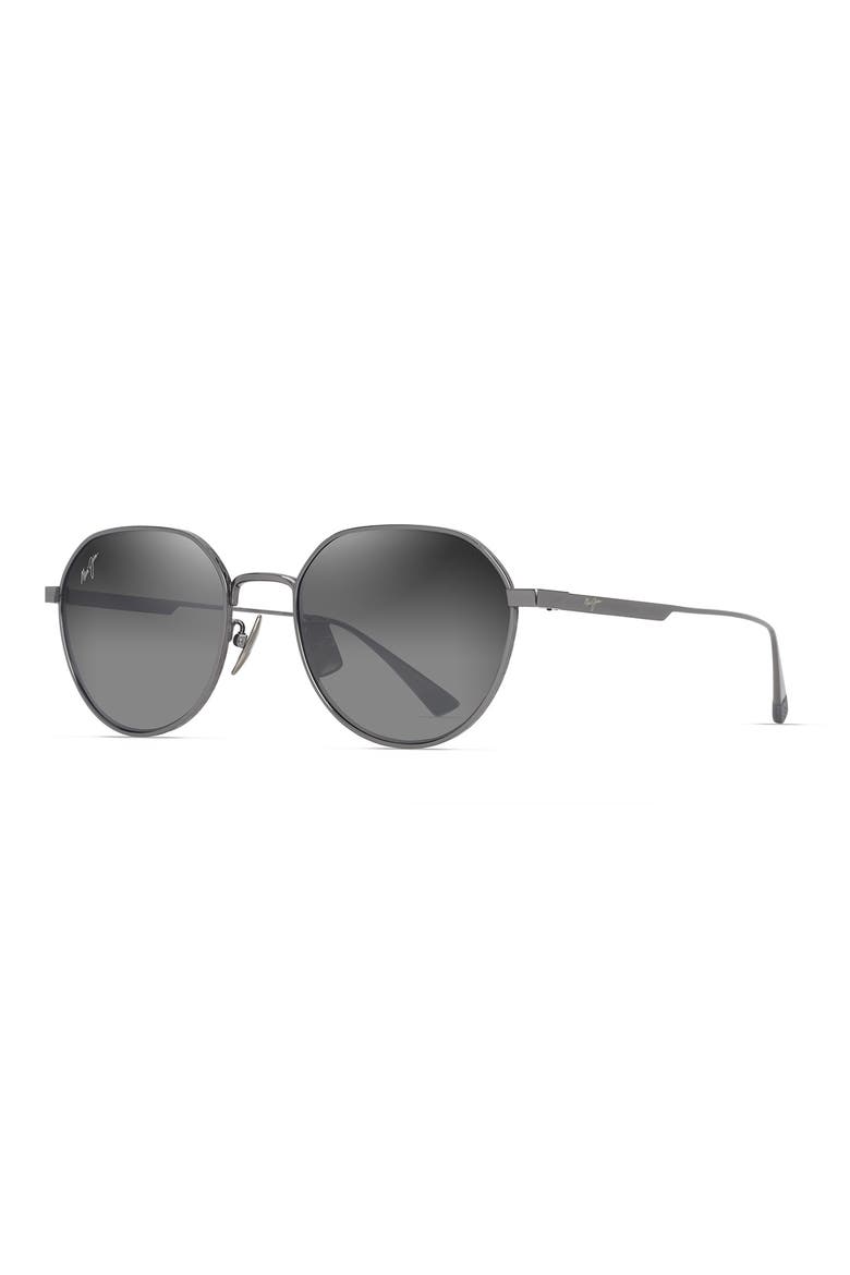 Kaulana 55mm Gradient Polarized Round Sunglasses, Alternate, color, SHINY DARK RUTHENIUM