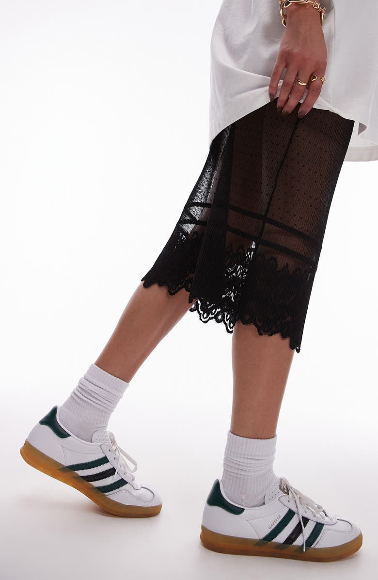 Topshop '90s Sheer Lace Skirt, Alternate, color,