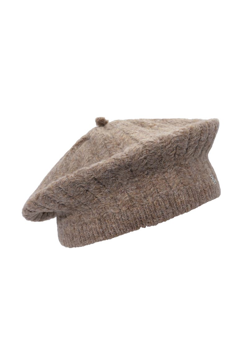 Herringbone Knit Beret, Main, color, Taupe