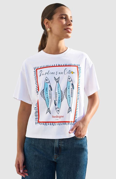 Cotton Summer Motif T-Shirt