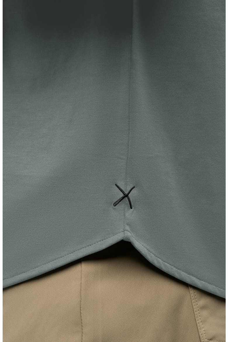 AO Curved Hem Short Sleeve Button-Up Shirt, Alternate, color, SAGE