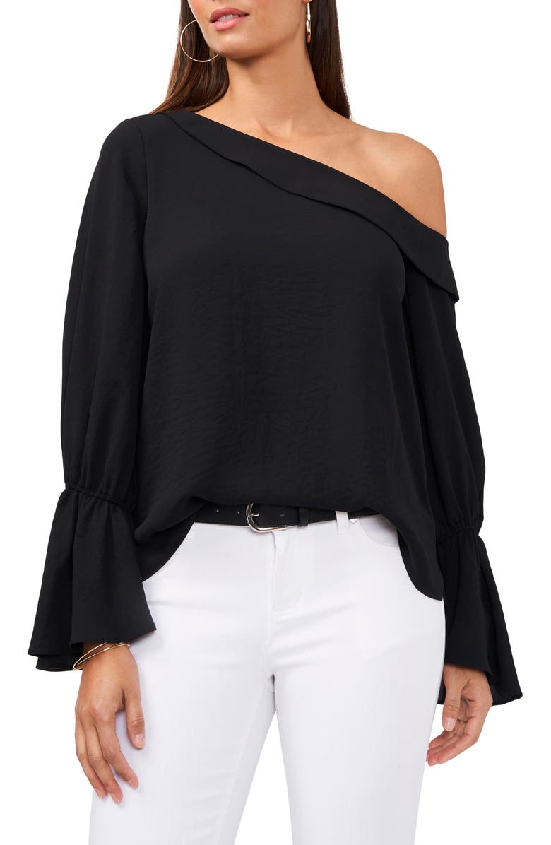 Vince Camuto One-Shoulder Bell Sleeve Blouse, Main, color,