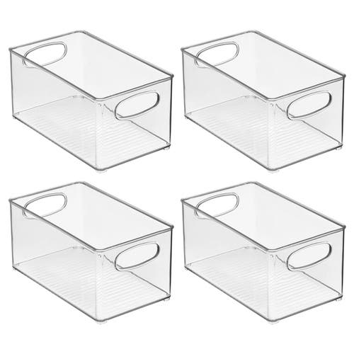Mdesign Plastic Storage Organizer Wide Container Bin With Handles In Transparent