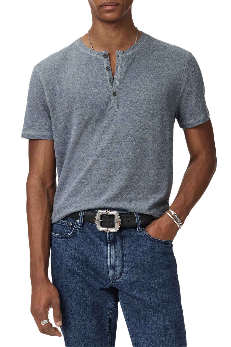 Elm Texture Short Sleeve Henley, Main, color, STEEL BLUE